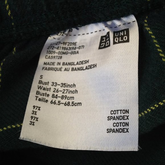 Uniqlo - Dark Green Plaid Flannel Pajama Pants - Picture 4 of 4